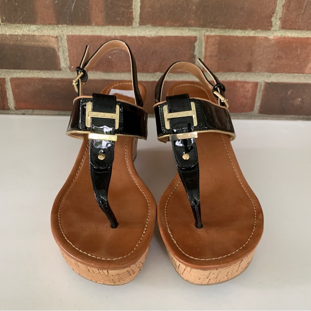 Tommy Hilfiger Womens Maree Black slingback Wedge  Sandals Shoes US 8.5 M - Picture 3 of 9